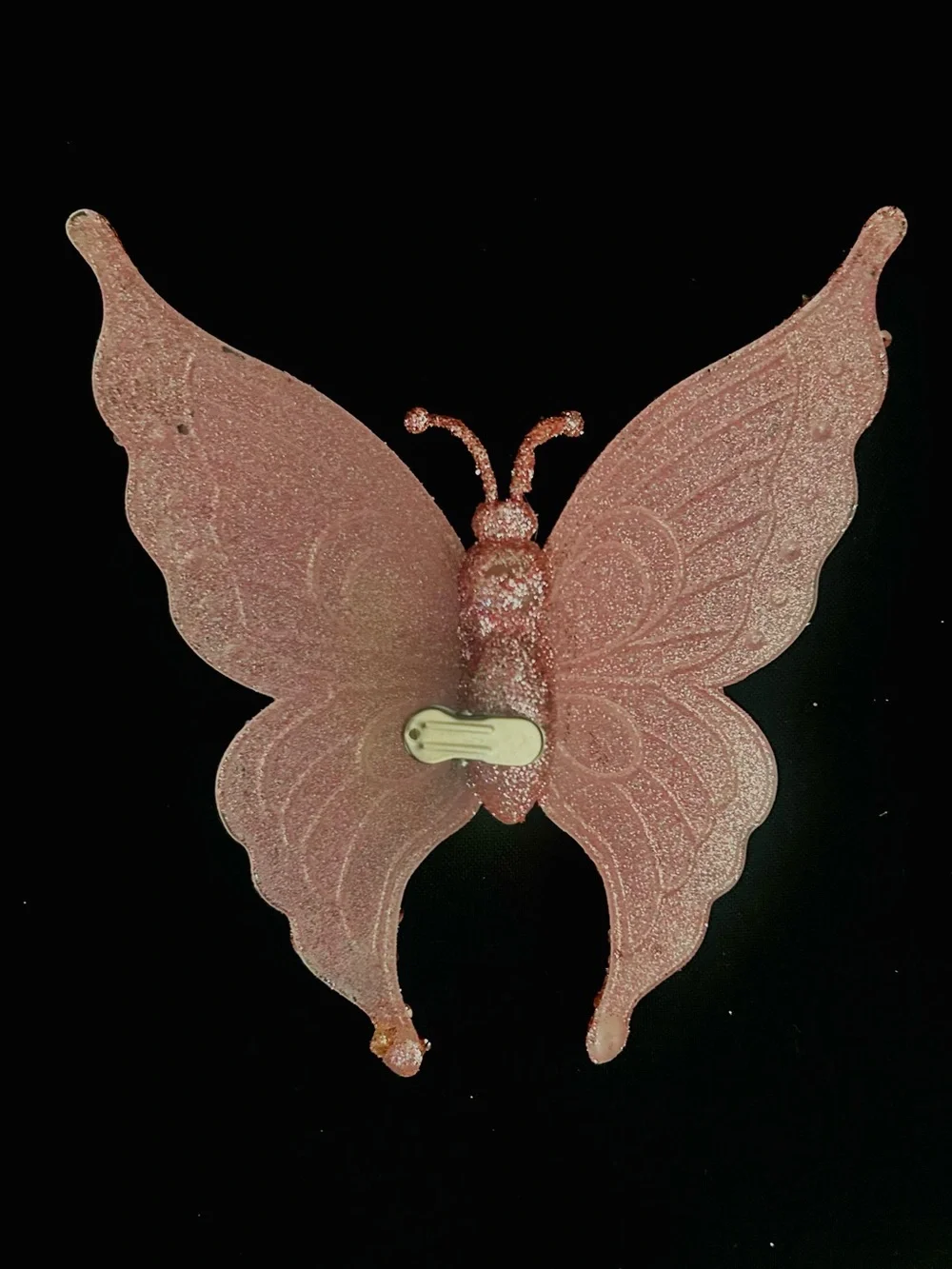 7ct Glitter Pink Butterfly Decorative Christmas Clip Tree Ornament
